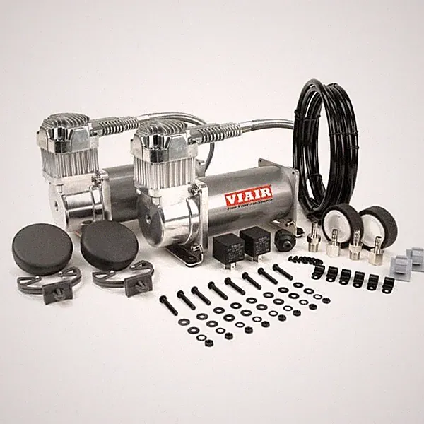 VIAIR 380C DUAL PACK PEWTER AIR RIDE BAG SUSPENSION COMPRESSOR PUMP TRAIN ROD